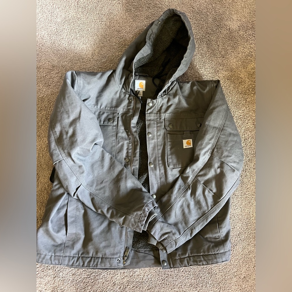 Men's Sherpa-Lined Utility Jacket Relaxed Fit Washed Duck